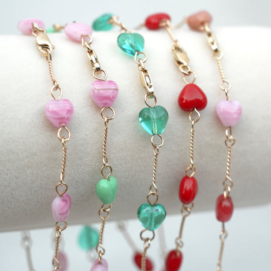 Heart-Shaped Natural Stone Bracelet